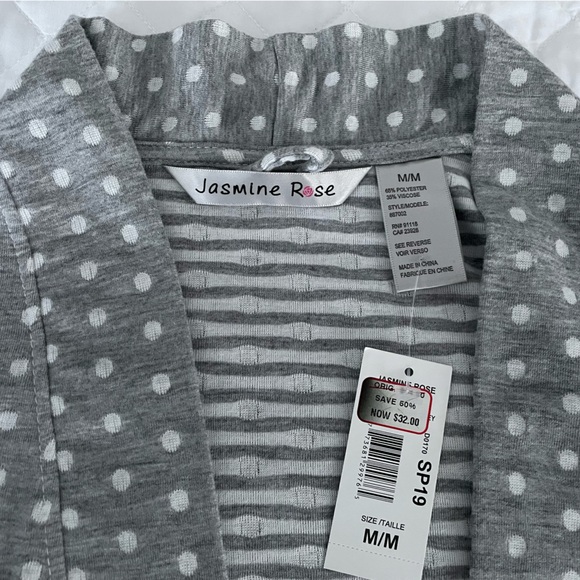 Jasmine Rose Women's Polka dot print Robe Long Sleeve Size:M Gray/white (NWT) - Picture 5 of 5